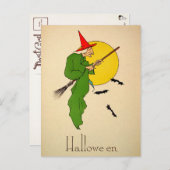 ヴィンテージハロウィンブルームウィッチポストカード ポストカード (正面/裏面)