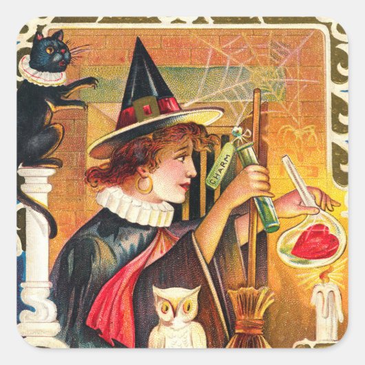 ヴィンテージハロウィンホリデーウィッチ スクエアシール (正面)
