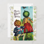 ヴィンテージハロウィンホリデーカボチャおもしろいポストカード シーズンポストカード (正面/裏面)