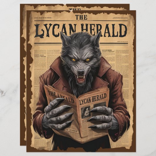 ヴィンテージハロウィン不気味スクラップブック紙 (正面/裏面)