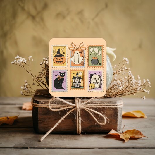 ヴィンテージハロウィン不気味スタンプ貼り紙 スクエアシール