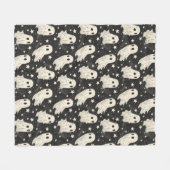 ヴィンテージハロウィン不気味幽霊&スターパターン フリースブランケット (正面(横))