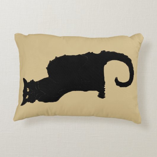 ヴィンテージハロウィン不気味、アールヌーボー黒猫 アクセントクッション (裏面)