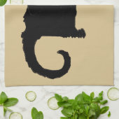 ヴィンテージハロウィン不気味、アールヌーボー黒猫 キッチンタオル (折り畳み)