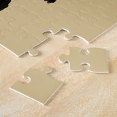 ヴィンテージハロウィン不気味、アールヌーボー黒猫 ジグソーパズル (側面)