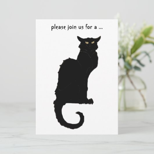 ヴィンテージハロウィン不気味、アールヌーボー黒猫 招待状 (スタンド正面)