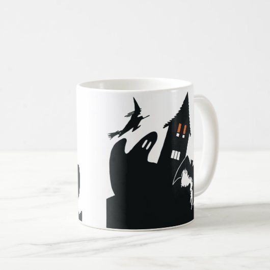 ヴィンテージハロウィン幽霊のよく出るハウスウィッチ幽霊こうもり コーヒーマグカップ (正面右)