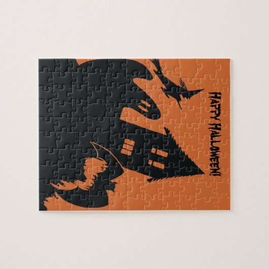 ヴィンテージハロウィン幽霊のよく出るハウスウィッチ幽霊こうもり ジグソーパズル (横)