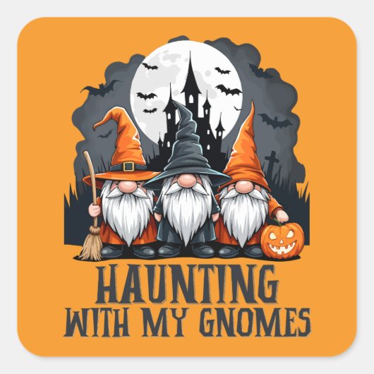 ヴィンテージハロウィン幽霊のよく出るハウスウィッチ格言オレンジ スクエアシール (正面)