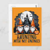 ヴィンテージハロウィン幽霊のよく出るハウスウィッチ格言オレンジ ポストカード (正面/裏面)