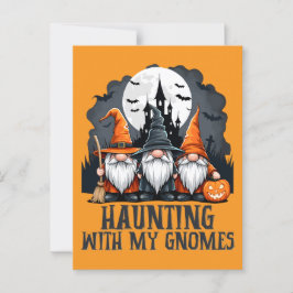 ヴィンテージハロウィン幽霊のよく出るハウスウィッチ格言オレンジ ポストカード
