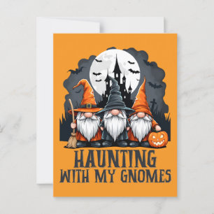 ヴィンテージハロウィン幽霊のよく出るハウスウィッチ格言オレンジ ポストカード