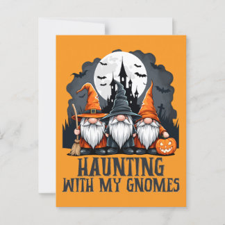 ヴィンテージハロウィン幽霊のよく出るハウスウィッチ格言オレンジ ポストカード