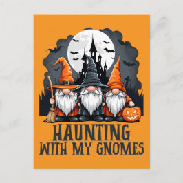 ヴィンテージハロウィン幽霊のよく出るハウスウィッチ格言オレンジ ポストカード