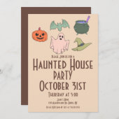 ヴィンテージハロウィン幽霊のよく出るハウスハンド 招待状 (正面/裏面)