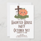 ヴィンテージハロウィン幽霊のよく出るハウスパンプキン 招待状 (正面)