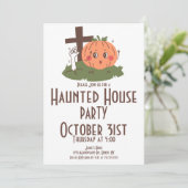 ヴィンテージハロウィン幽霊のよく出るハウスパンプキン 招待状 (スタンド正面)