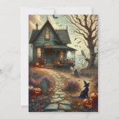 ヴィンテージハロウィン幽霊のよく出るハウス秋 シーズンカード (正面)