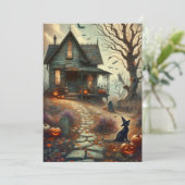 ヴィンテージハロウィン幽霊のよく出るハウス秋 シーズンカード (スタンド正面)