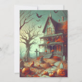 ヴィンテージハロウィン幽霊のよく出るハウス秋 シーズンカード (正面)