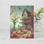 ヴィンテージハロウィン幽霊のよく出るハウス秋 シーズンカード (スタンド正面)