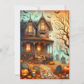 ヴィンテージハロウィン幽霊のよく出るハウス秋 シーズンカード (正面)