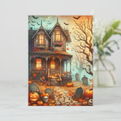 ヴィンテージハロウィン幽霊のよく出るハウス秋 シーズンカード (スタンド正面)