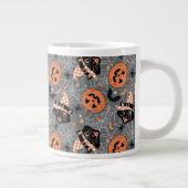 ヴィンテージハロウィン猫とカボチャ柄 ジャンボコーヒーマグカップ (右)