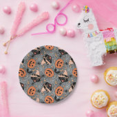 ヴィンテージハロウィン猫とカボチャ柄 ペーパープレート (パーティー)