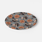 ヴィンテージハロウィン猫とカボチャ柄 ペーパープレート (アングル)