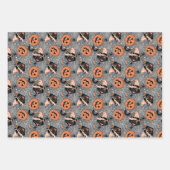 ヴィンテージハロウィン猫とカボチャ柄 ラッピングペーパーシート (正面2)