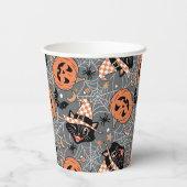 ヴィンテージハロウィン猫とカボチャ柄 紙コップ (裏面)