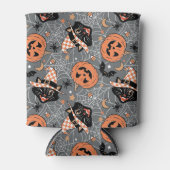 ヴィンテージハロウィン猫とカボチャ柄 缶クーラー (正面)