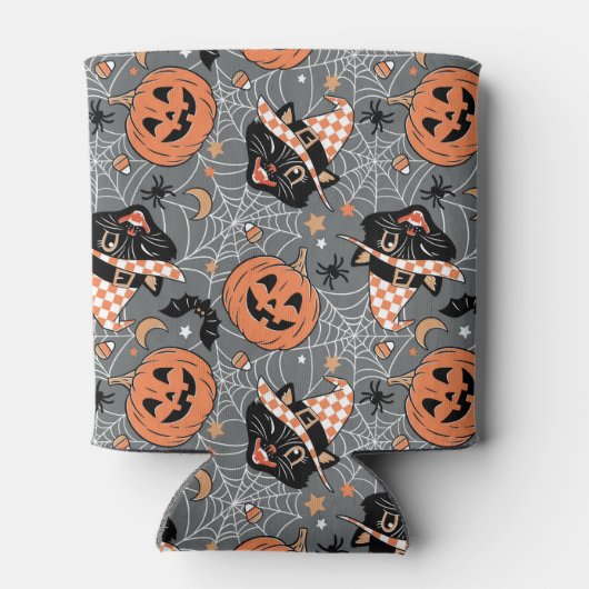 ヴィンテージハロウィン猫とカボチャ柄 缶クーラー (裏面)