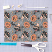 ヴィンテージハロウィン猫とカボチャ柄 薄葉紙 (クラフト)