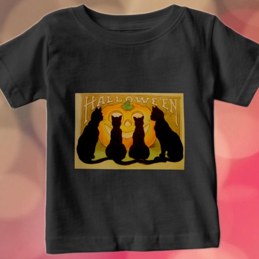 ヴィンテージハロウィン猫とジャック・オランタン ベビーTシャツ