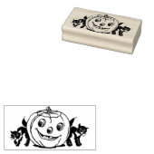 ヴィンテージハロウィン猫とジャック・オランタン ラバースタンプ (押印)