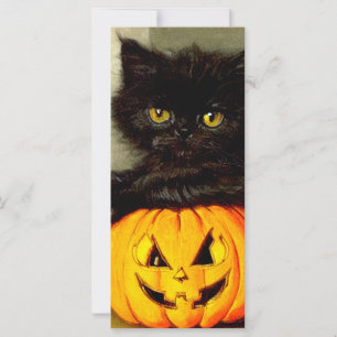 ヴィンテージハロウィン猫とジャック・オ・ランタンのカード