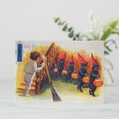 ヴィンテージハロウィン猫カボチャ怖がり (スタンド正面)