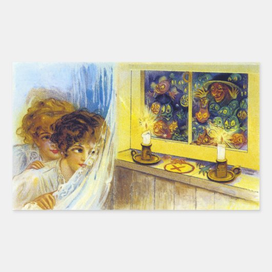 ヴィンテージハロウィン葉書 長方形シール (正面)