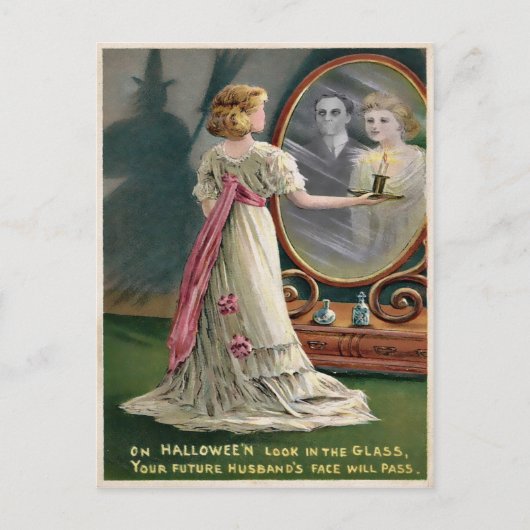 ヴィンテージハロウィン鏡はがき ポストカード (正面)