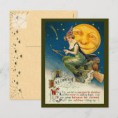 ヴィンテージハロウィン飛んでいるの魔女の魔法 シーズンポストカード (正面/裏面)