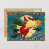 ヴィンテージハロウィン飛んでいるウィッチ葉書 ポストカード (正面/裏面)