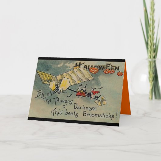 ヴィンテージハロウィン飛んでいるハイグリーティングカード カード (正面)