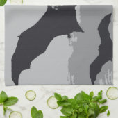 ヴィンテージハロウィン飛んでいるブラックこうもり キッチンタオル (折り畳み)