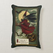 ヴィンテージハロウィン魔女と猫 アクセントクッション (裏面(縦))