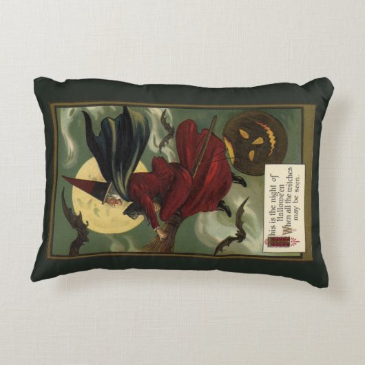 ヴィンテージハロウィン魔女と猫 アクセントクッション (裏面)