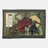 ヴィンテージハロウィン魔女と猫 キッチンタオル (横)