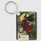 ヴィンテージハロウィン魔女と猫 キーホルダー (正面)