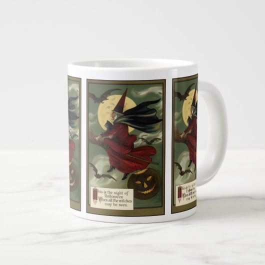 ヴィンテージハロウィン魔女と猫 ジャンボコーヒーマグカップ (正面右)